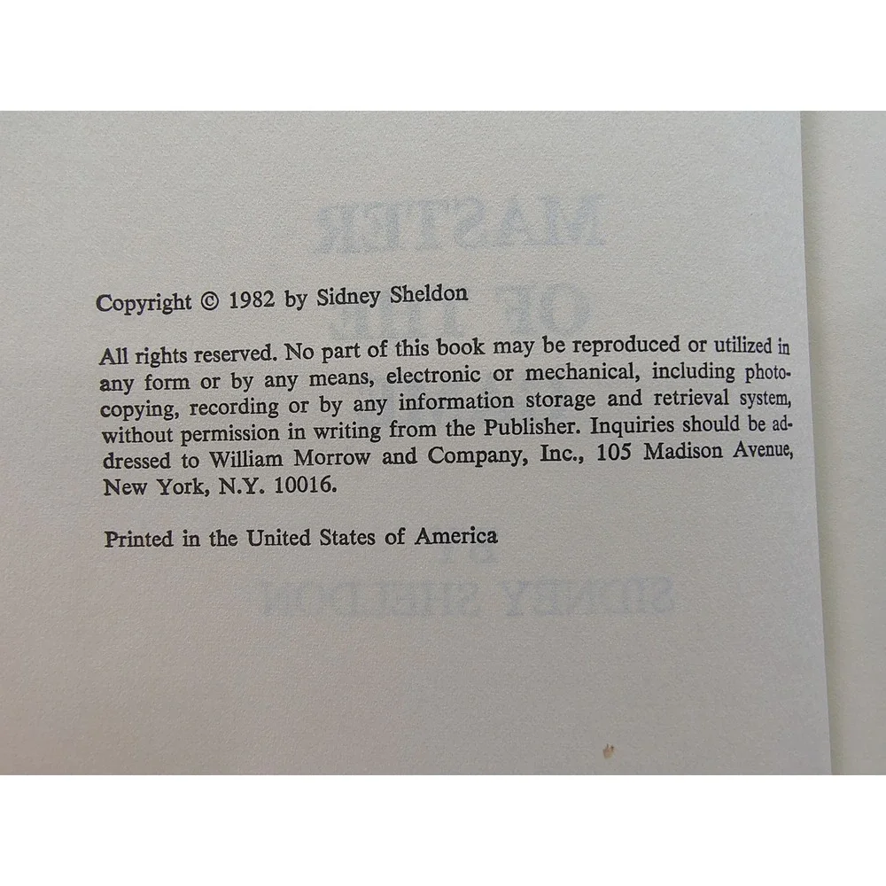 Master Of‎ The Game 1982 Sidney Sheldon Hardcover Dust Jacket Vintage Novel BCE